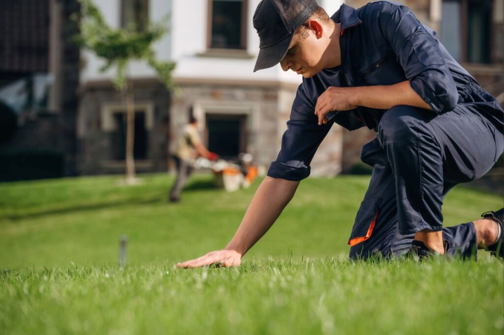 Lawn pests North Port FL being identified during a professional lawn inspection